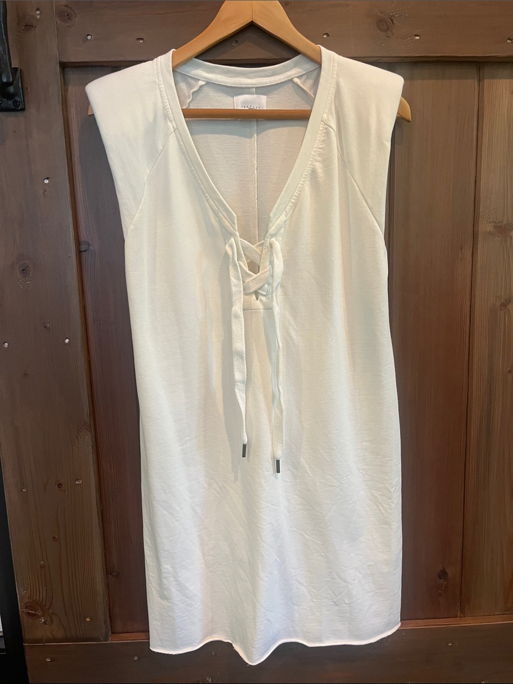 sundays Ivory Lace-Up V-Neck Swim Coverup